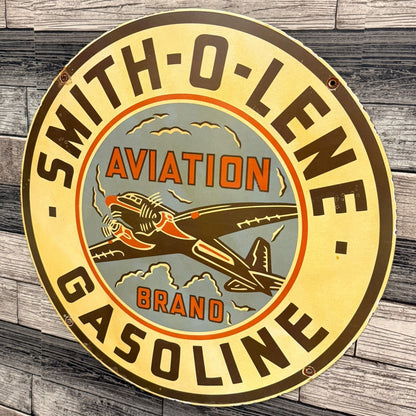 Smith-O-Lene Aviation Porcelain Enamel Metal Advertising Sign