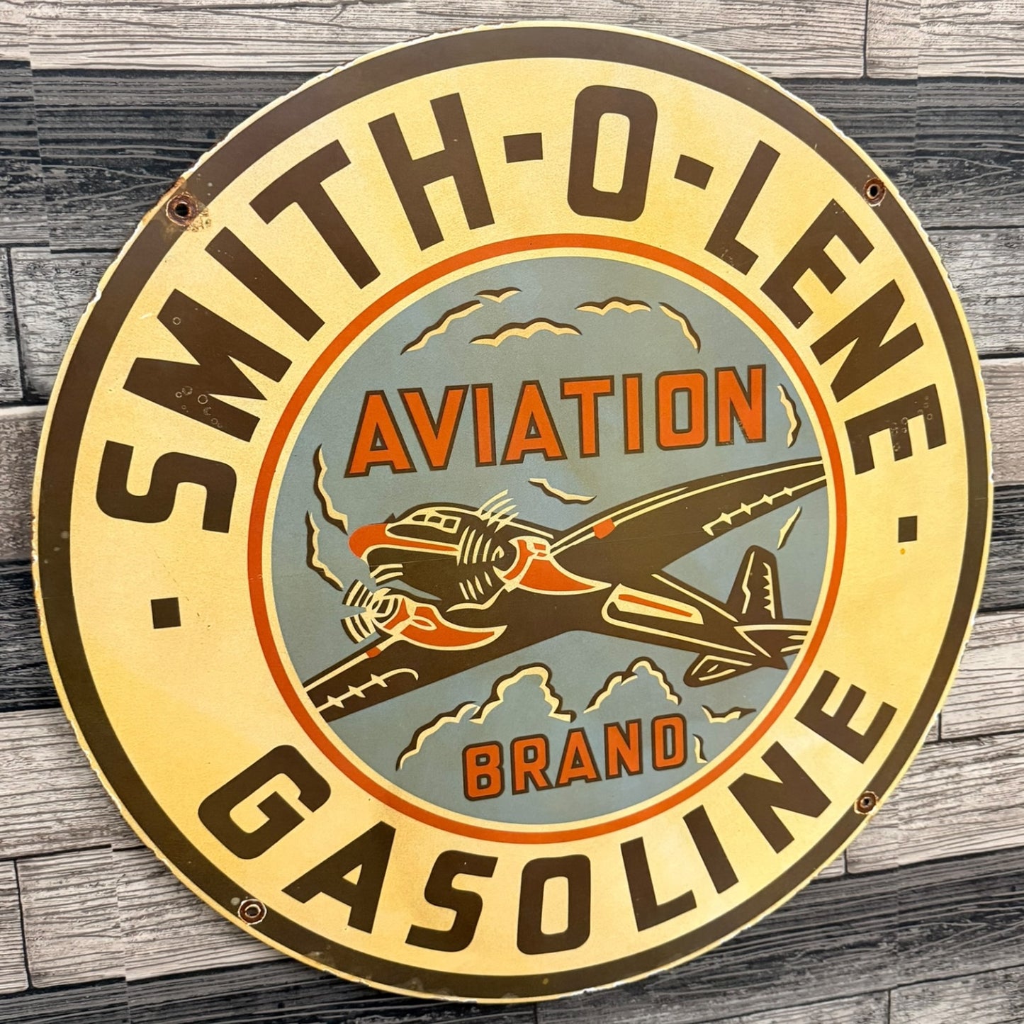 Smith-O-Lene Aviation Porcelain Enamel Metal Advertising Sign
