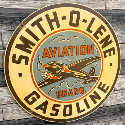 Smith-O-Lene Aviation Porcelain Enamel Metal Advertising Sign