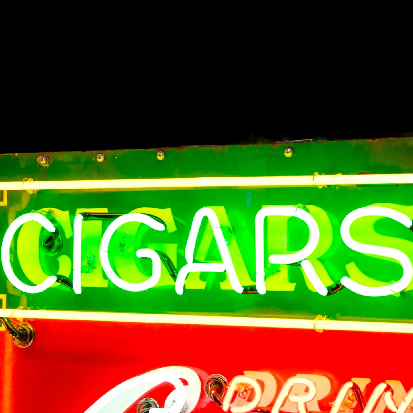 Coca Cola Neon Porcelain Cigars & Candy — Real Glass & Enamel Antique Reproduction - Vintage Light Up Shop Advertising