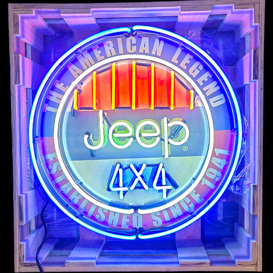 Jeep 4x4 American Legend Since 1941 Single-Sided Neon Porcelain Box Sign
