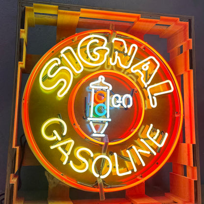 Signal Gasoline Traffic Light Neon Porcelain Sign with Can