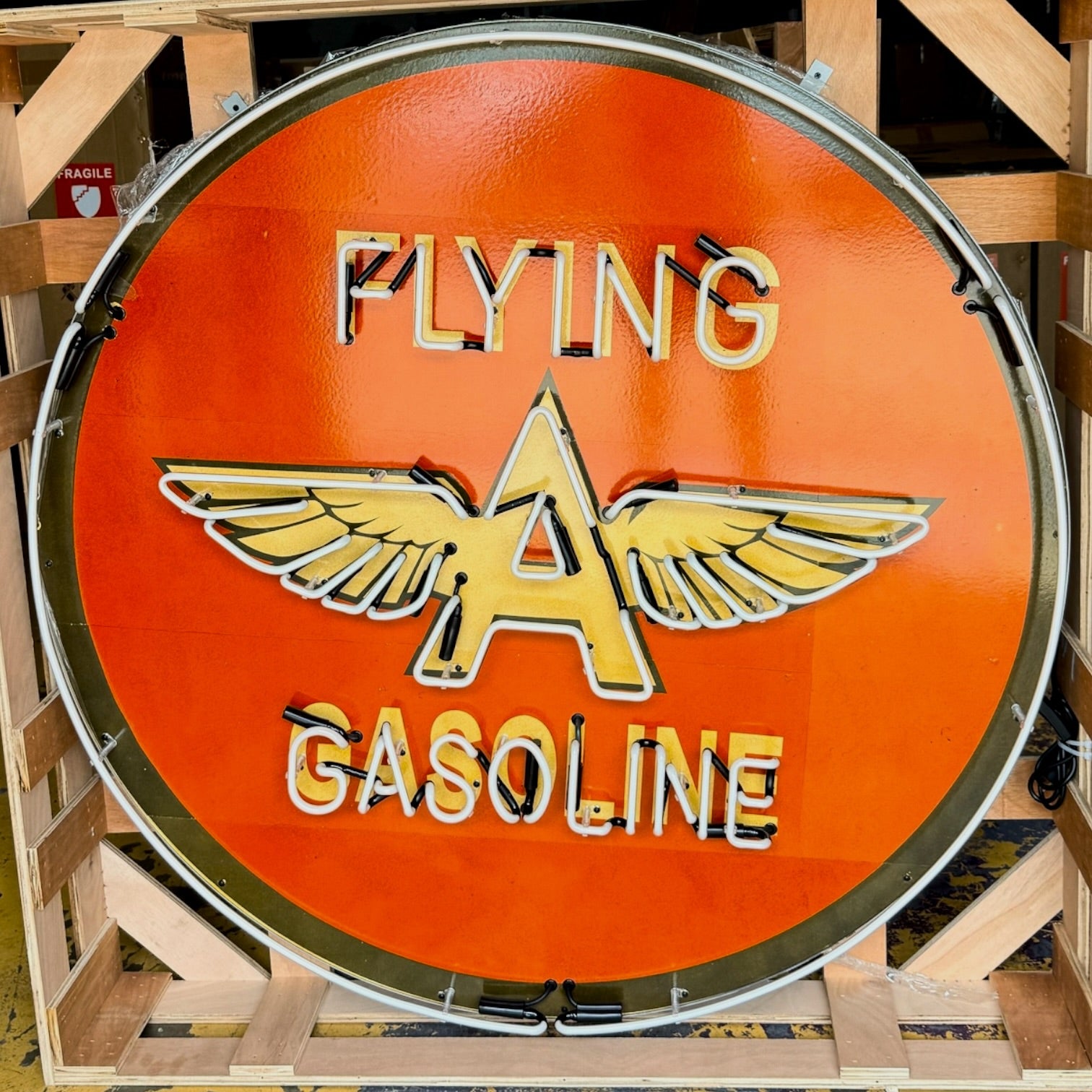 FLYING-GASOLIN USA ネオンサイン OPEN ジャンク Flying A Gasoline - Real Neon & Enamel Can | Authentic Quality