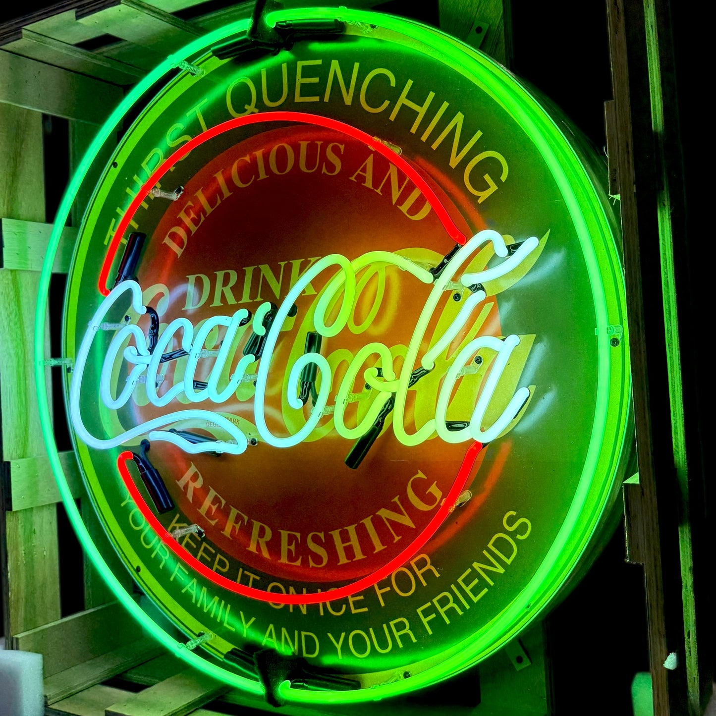 Classic Refreshing Coca-Cola Single-Sided Neon Porcelain Box Sign