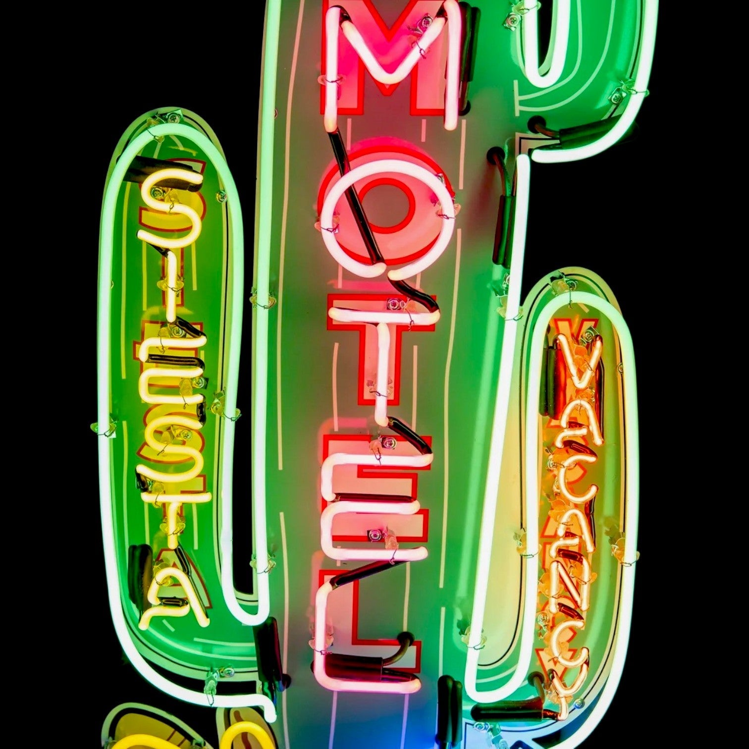 Route 66 Cactus Siesta Motel Neon Sign – Vintage Iconic Americana