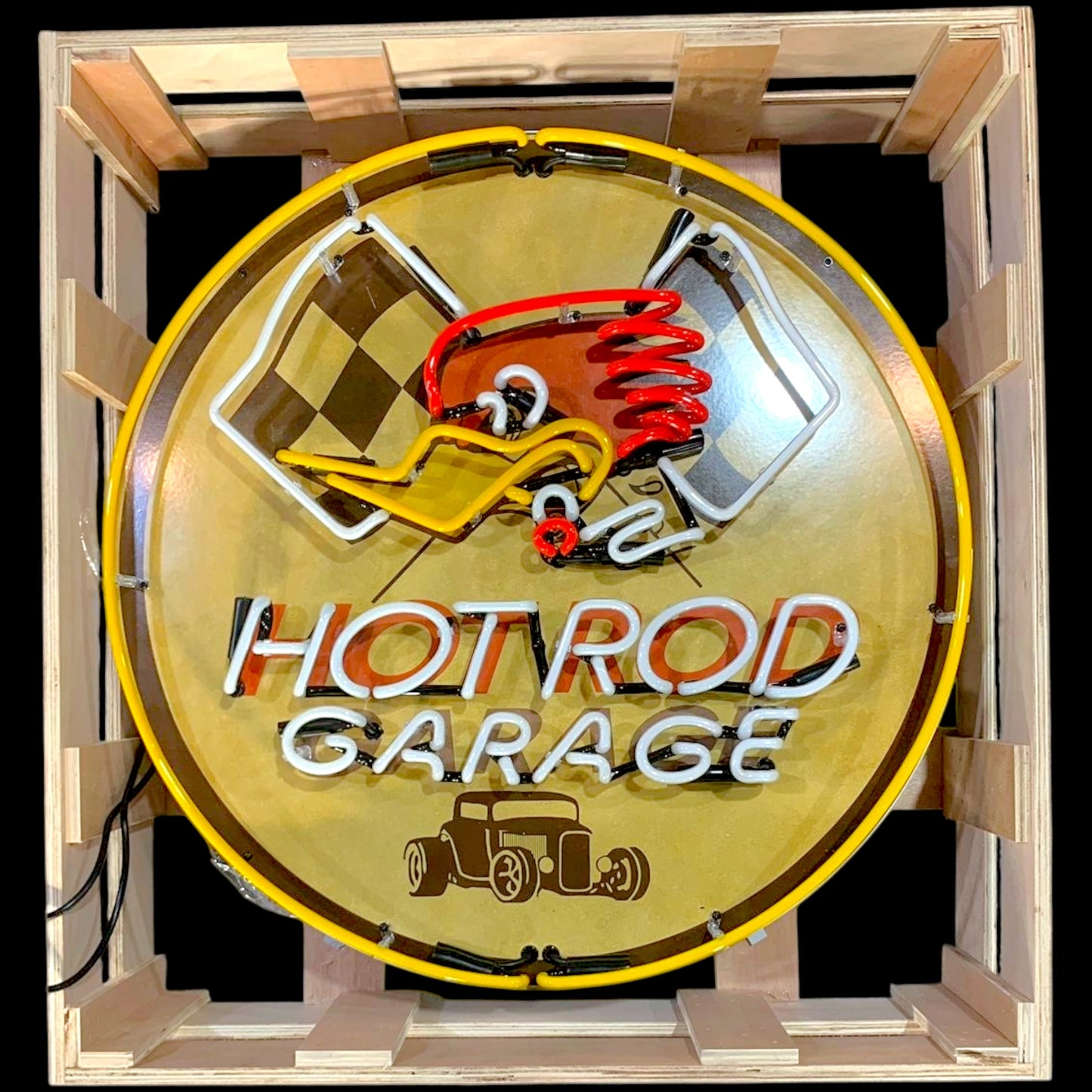 Hot Rod Garage Mr. Horsepower Neon Porcelain Sign with Can