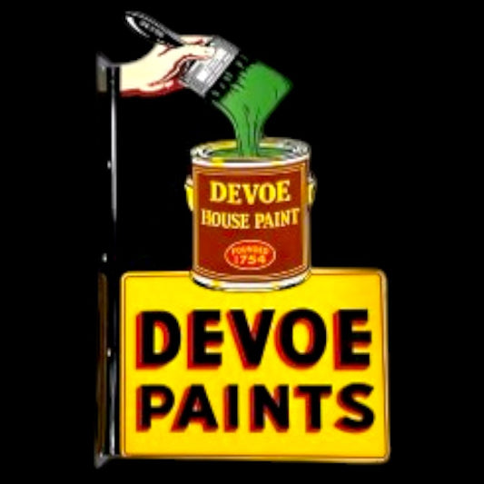 Devoe Paints Flange Die Cut Porcelain Vintage Metal Sign