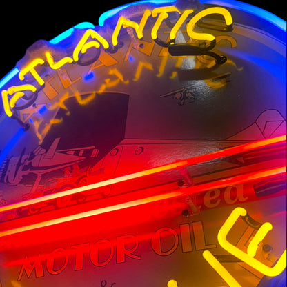 Atlantic Gasoline Aviation Tested Single-Sided Neon Porcelain Box Sign
