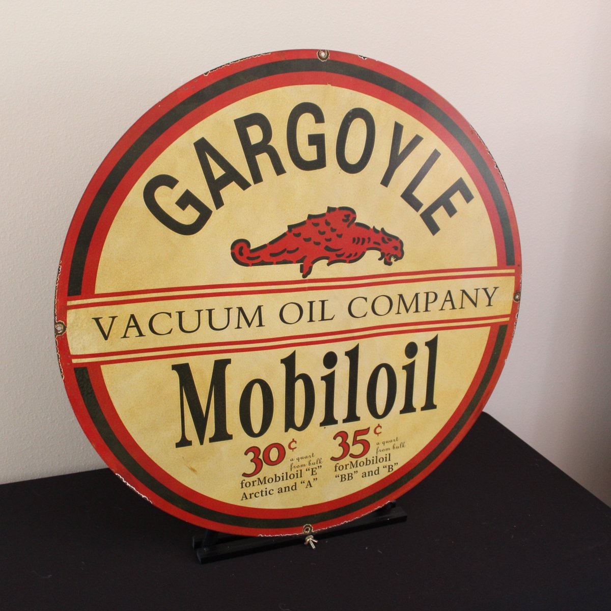 30in Gargoyle Vacuum Oil Porcelain Enamel Sign - PORCELAIN ADVERTISING - Porcelain Sign