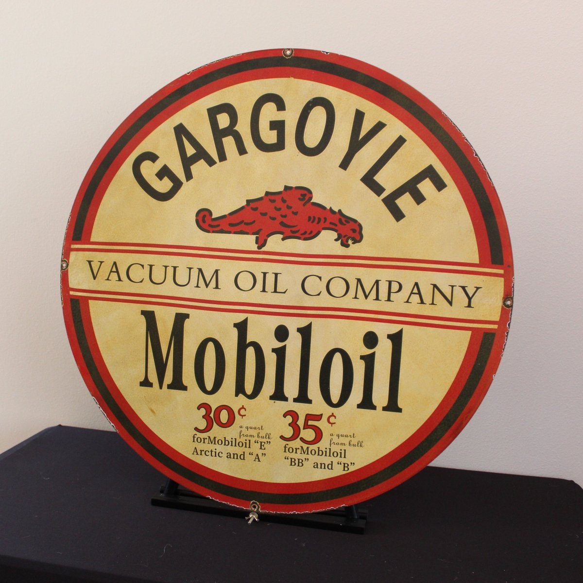 30in Gargoyle Vacuum Oil Porcelain Enamel Sign - PORCELAIN ADVERTISING - Porcelain Sign