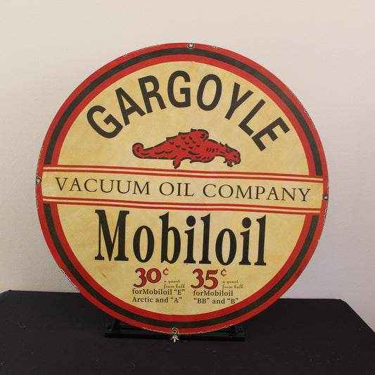 30in Gargoyle Vacuum Oil Porcelain Enamel Sign - PORCELAIN ADVERTISING - Porcelain Sign