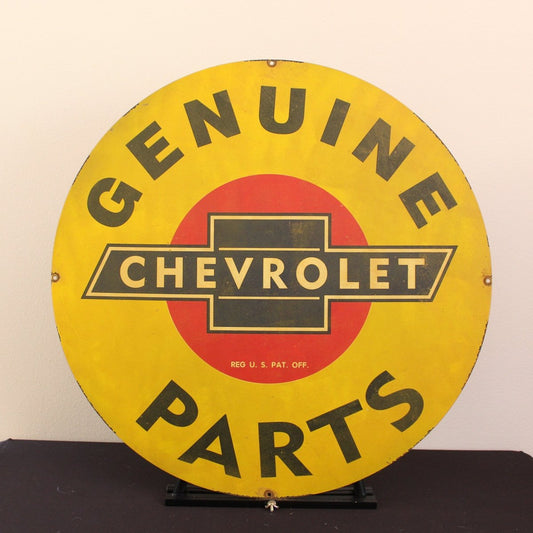 30in Genuine Chevrolet Parts Porcelain Enamel Sign - PORCELAIN ADVERTISING - Porcelain Sign