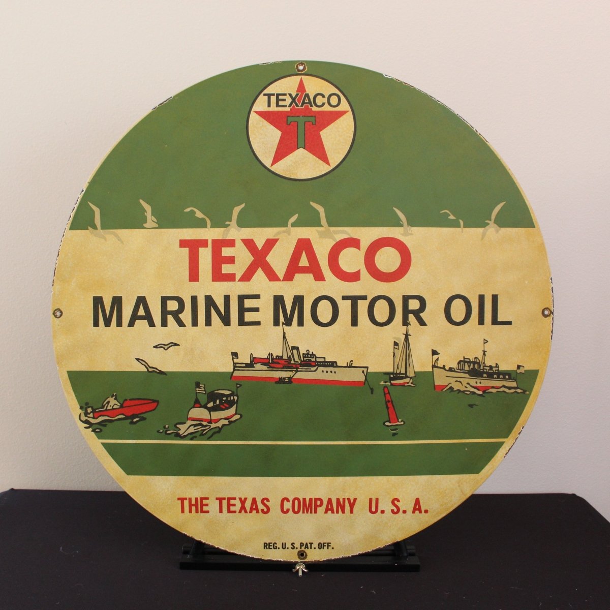 30in Texaco Marine Lubricants Porcelain Enamel Sign - PORCELAIN ADVERTISING - Porcelain Sign