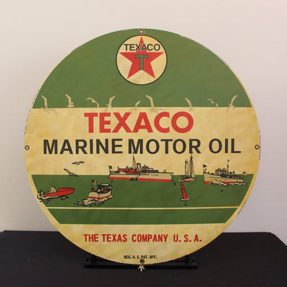 30in Texaco Marine Lubricants Porcelain Enamel Sign - PORCELAIN ADVERTISING - Porcelain Sign