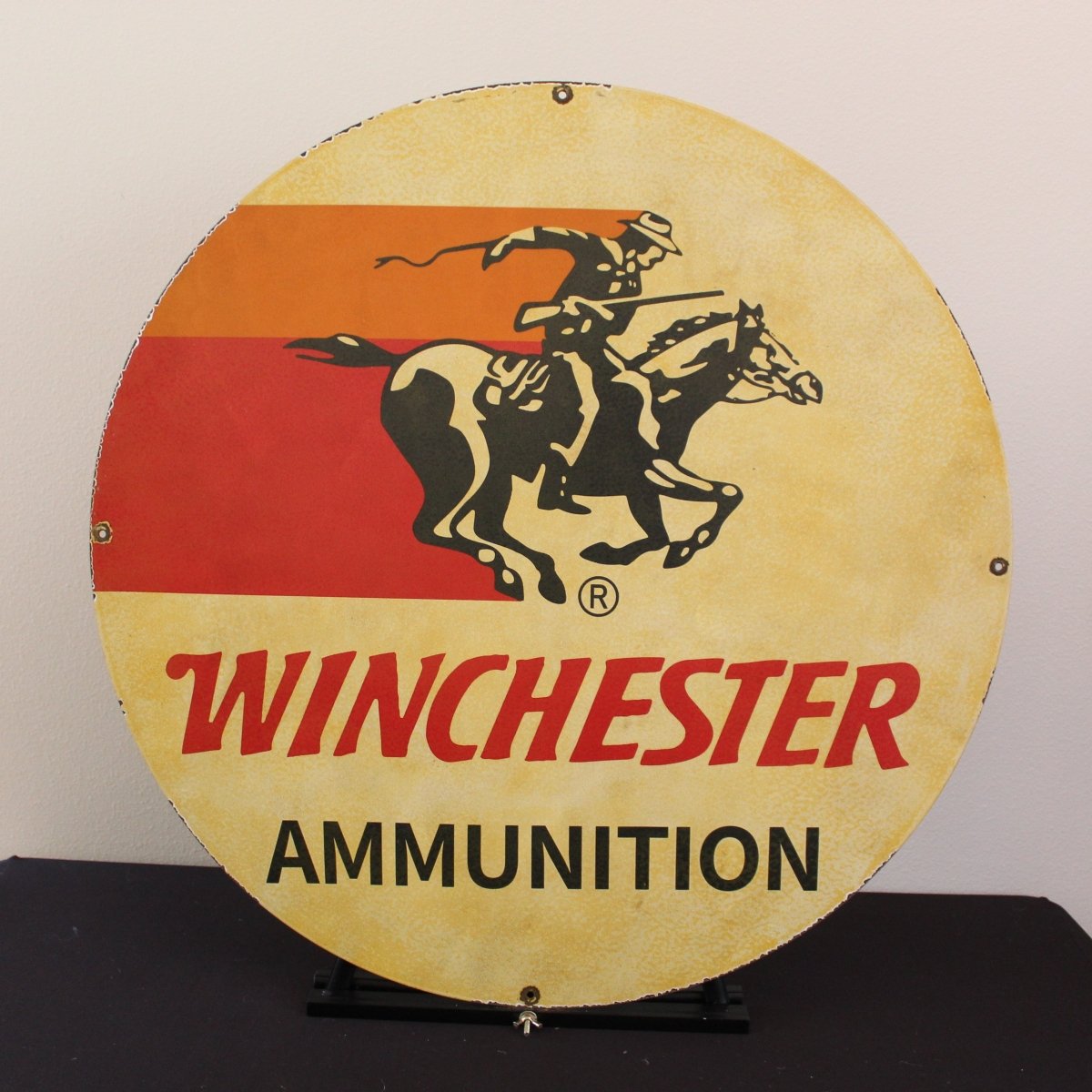 30in Winchester Ammunition Porcelain Enamel Sign - PORCELAIN ADVERTISING - Porcelain Sign