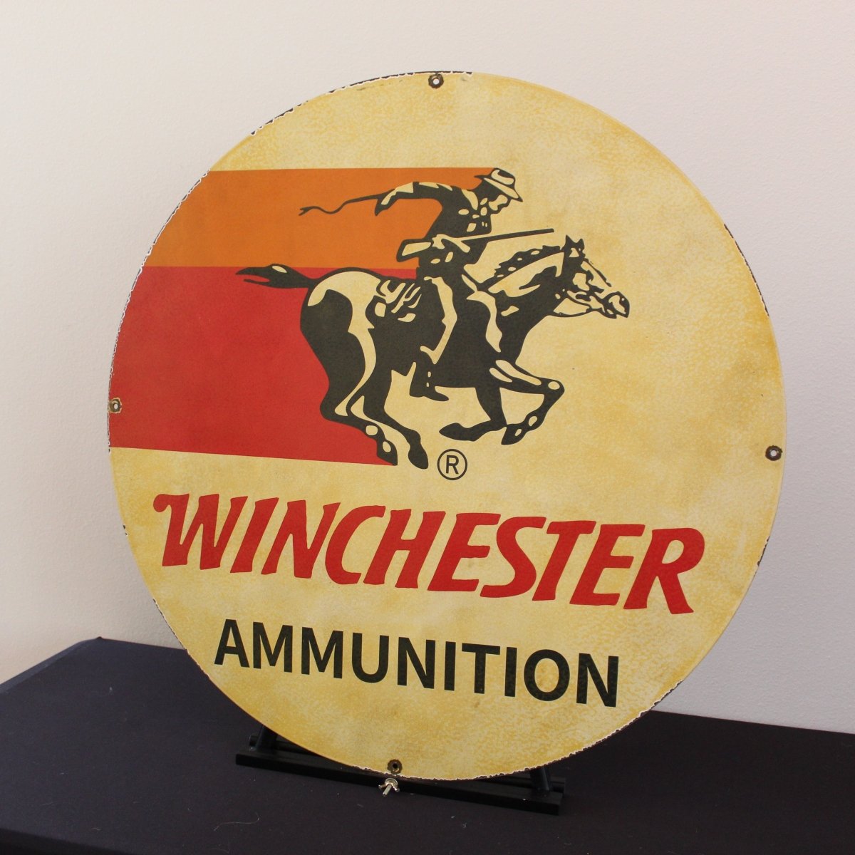 30in Winchester Ammunition Porcelain Enamel Sign - PORCELAIN ADVERTISING - Porcelain Sign