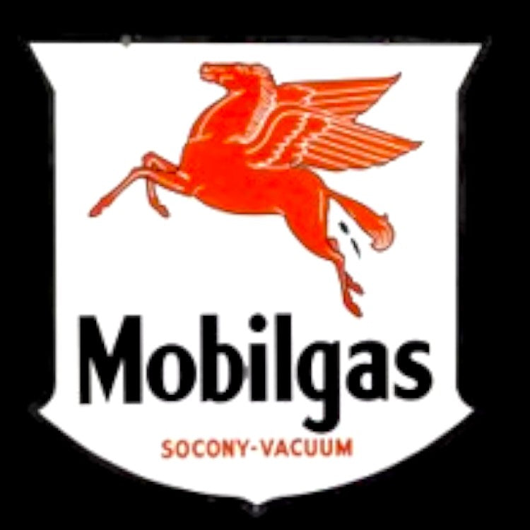 Mobilgas Socony Vacuum Shield Die Cut Porcelain Vintage Metal Sign