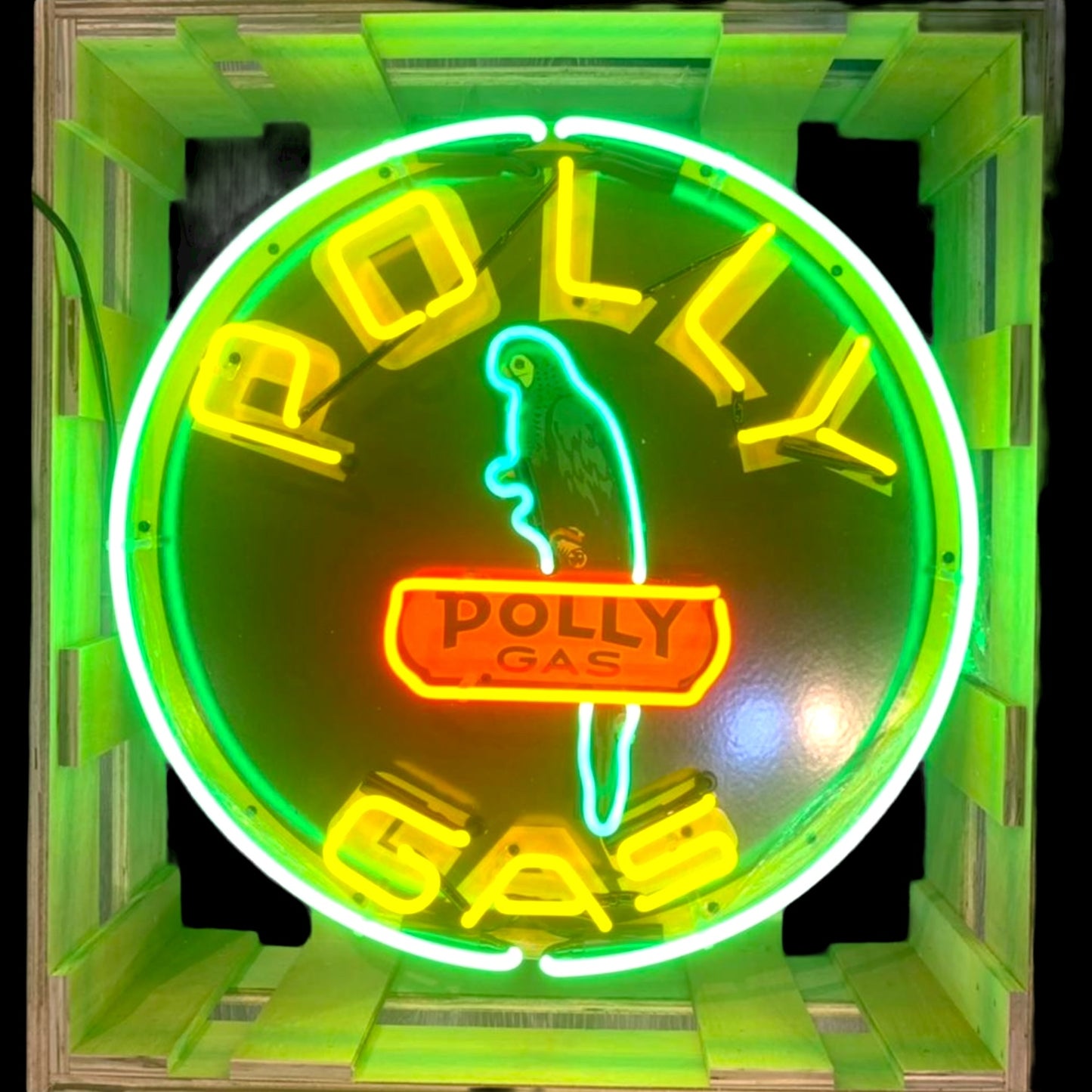 Polly Gas Single-Sided Neon Porcelain Box Sign