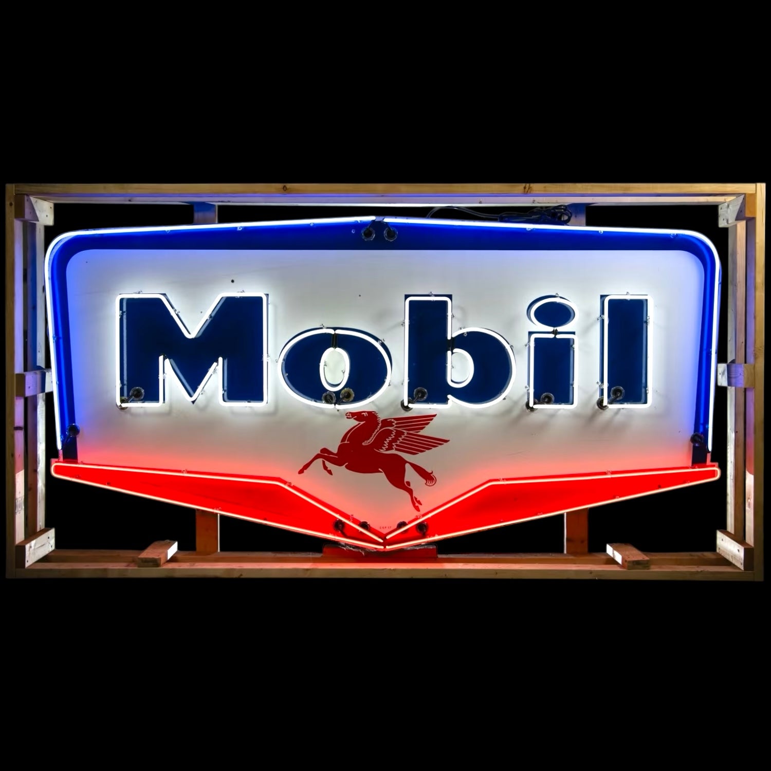 Mobil Pegasus Neon Sign – Real Porcelain & Hand-Blown Glass