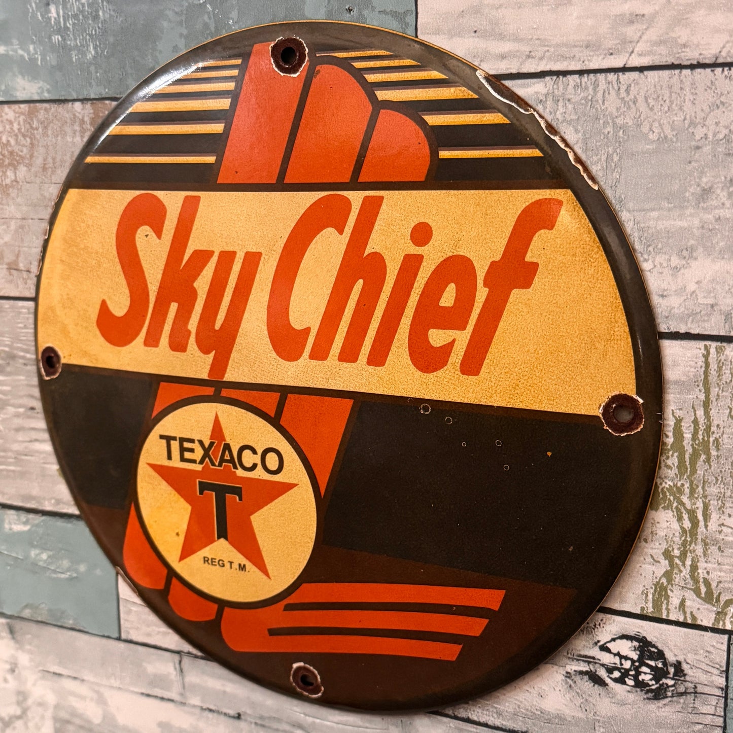 Texaco Sky Chief #2 Porcelain Enamel Sign (12in)
