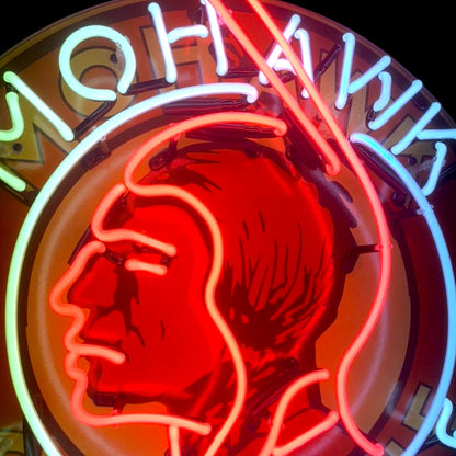 Mohawk Gasoline Single-Sided Neon Porcelain Box Sign