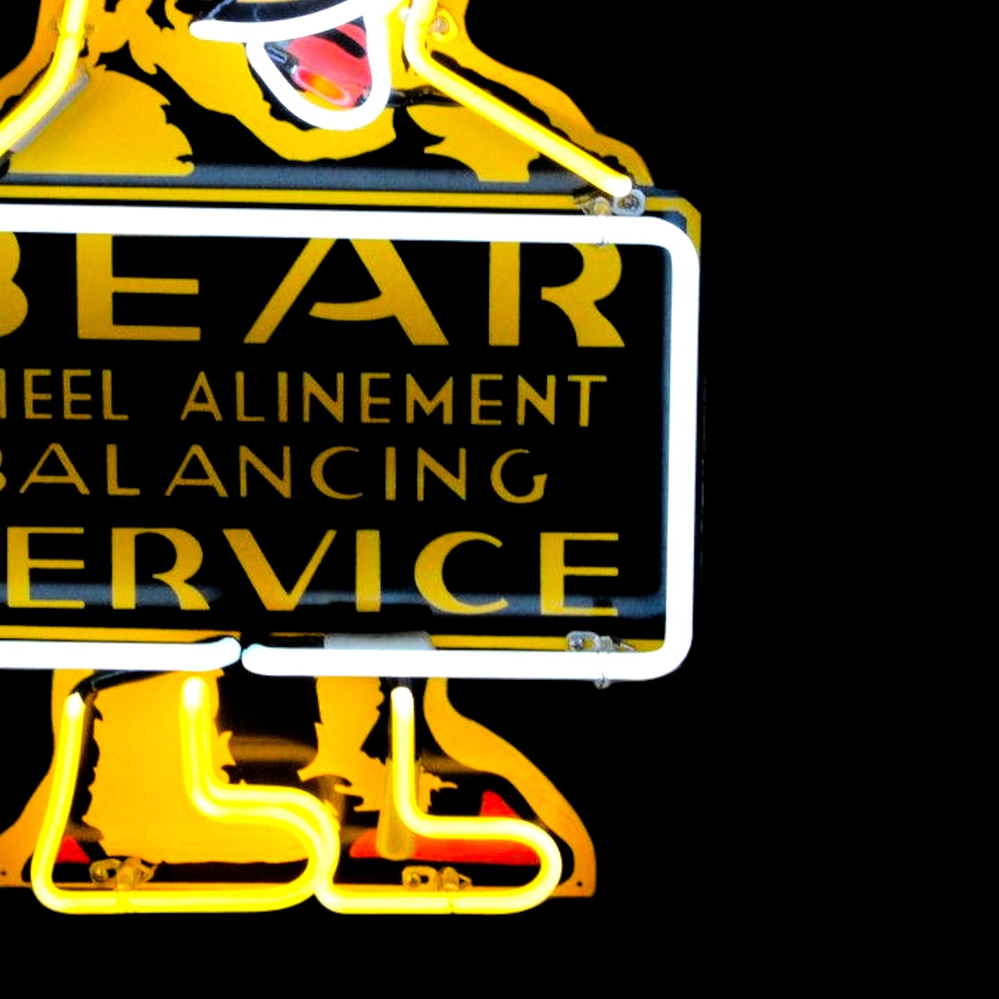 Bear Service Large Neon Sign - Die Cut Premium Reproduction - Real Glass & Porcelain with Can - Retro Automotive Advertising