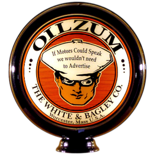 Oilzum White Bagley Co Lighted Globe Gas Pump Topper