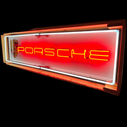Reproduction Porsche Glass Neon Porcelain Sign Auto Dealership Reproduction