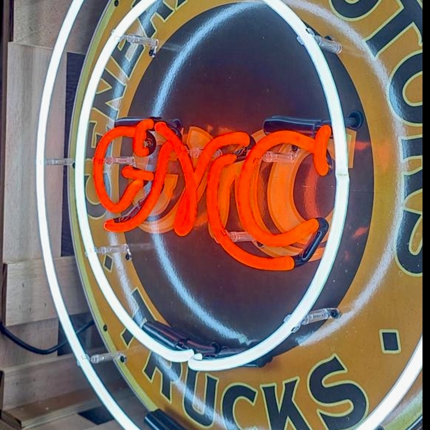 GMC Trucks General Motors Neon Porcelain Enamel Sign