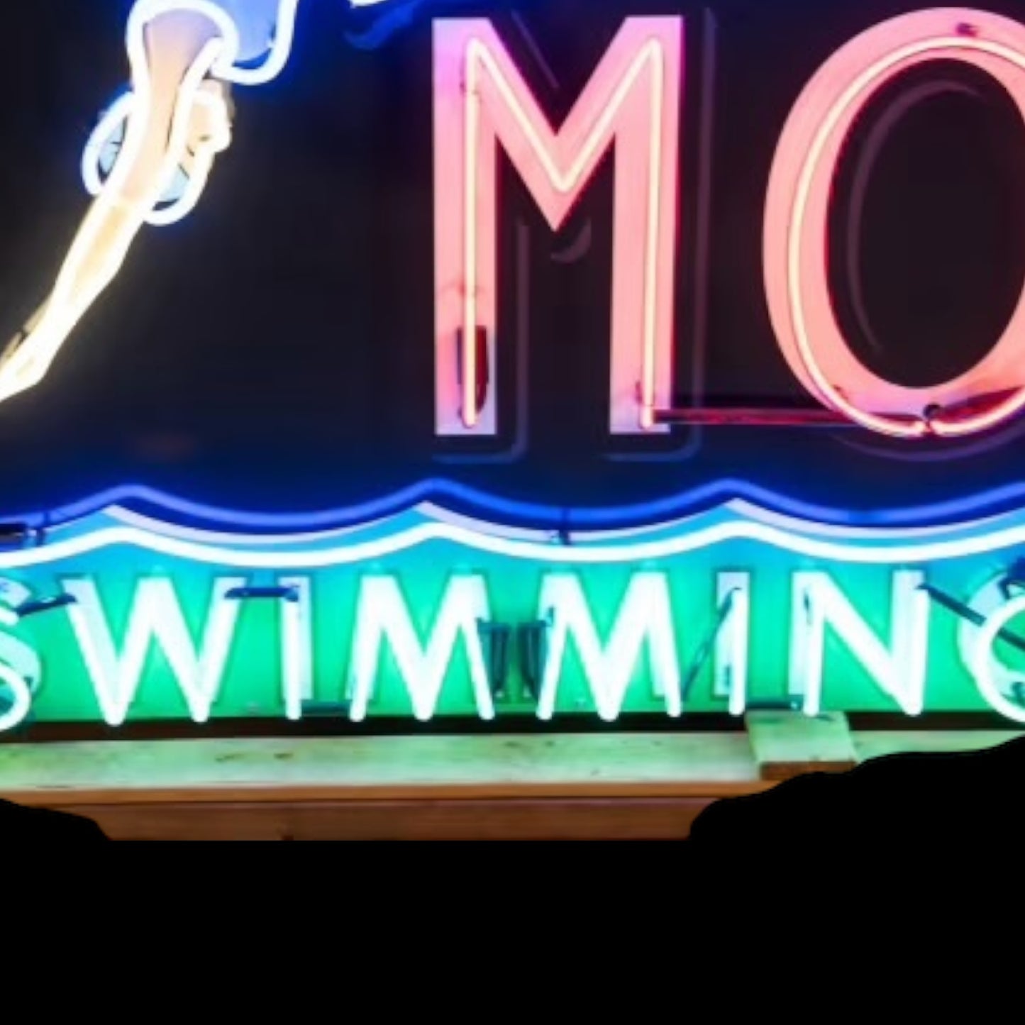 Lakeview Motel Glass Neon Porcelain Vintage Advertising Reproduction with Steel Can
