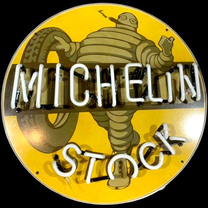 Michelin Man Stock Tires Neon Porcelain Enamel Sign
