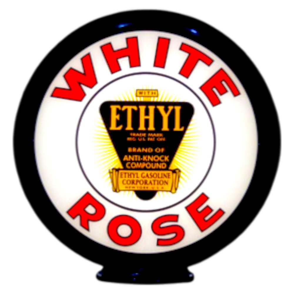 White Rose Ethyl Lighted Globe Gas Pump Topper
