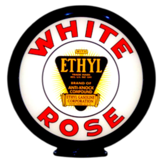 White Rose Ethyl Lighted Globe Gas Pump Topper