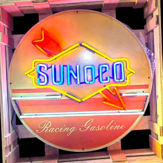 Sunoco Racing Gasoline Neon Porcelain Enamel Sign