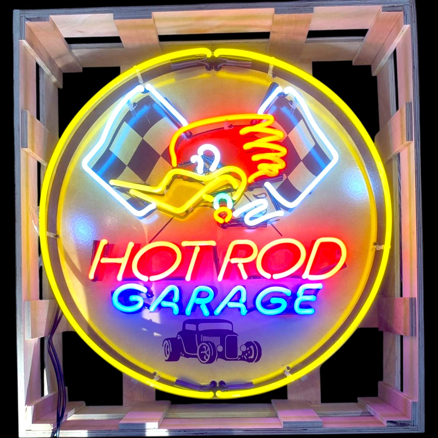 Hot Rod Garage Mr. Horsepower Neon Porcelain Sign with Can