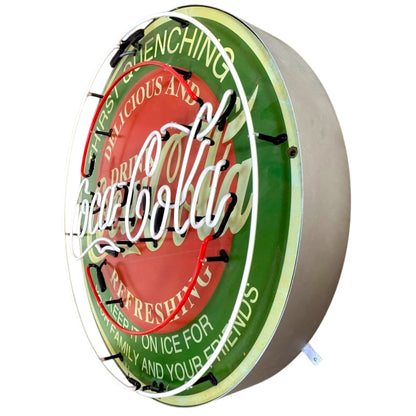 Classic Refreshing Coca-Cola Single-Sided Neon Porcelain Box Sign