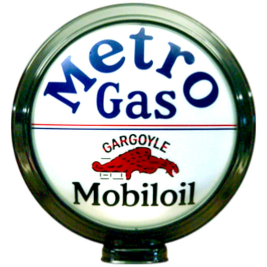 Gargoyle Mobiloil Metro Gas Lighted Globe Gas Pump Topper