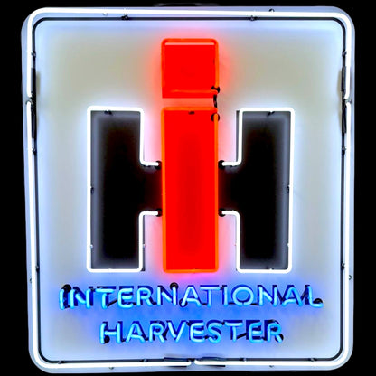 International Harvester IH Glass Neon Porcelain Reproduction with Steel Can