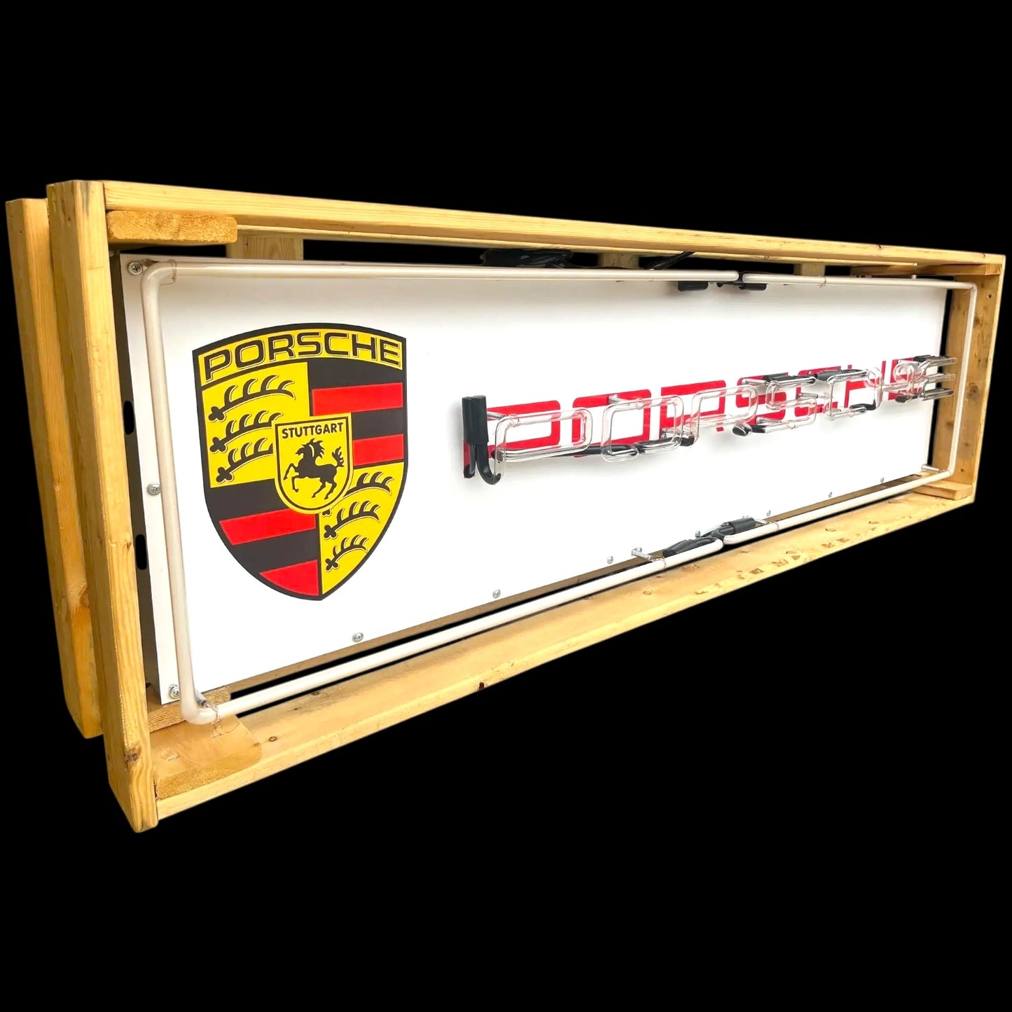 Reproduction Porsche Glass Neon Porcelain Sign Auto Dealership Reproduction