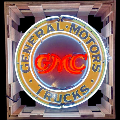 GMC Trucks General Motors Neon Porcelain Enamel Sign