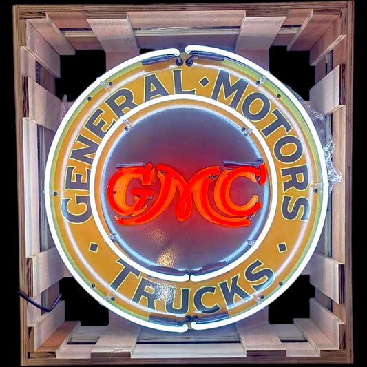 GMC Trucks General Motors Neon Porcelain Enamel Sign