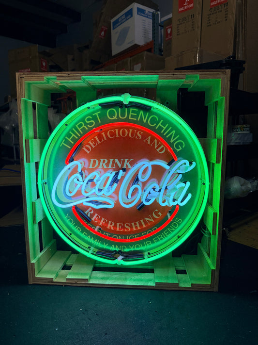 Classic Refreshing Coca-Cola Single-Sided Neon Porcelain Box Sign