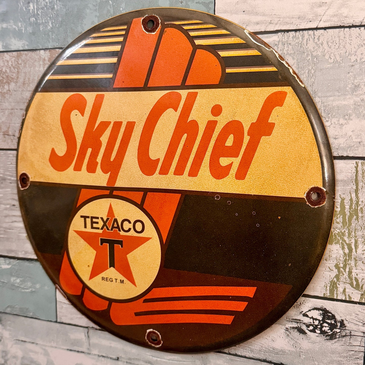 Texaco Sky Chief #2 Porcelain Enamel Sign (12in)
