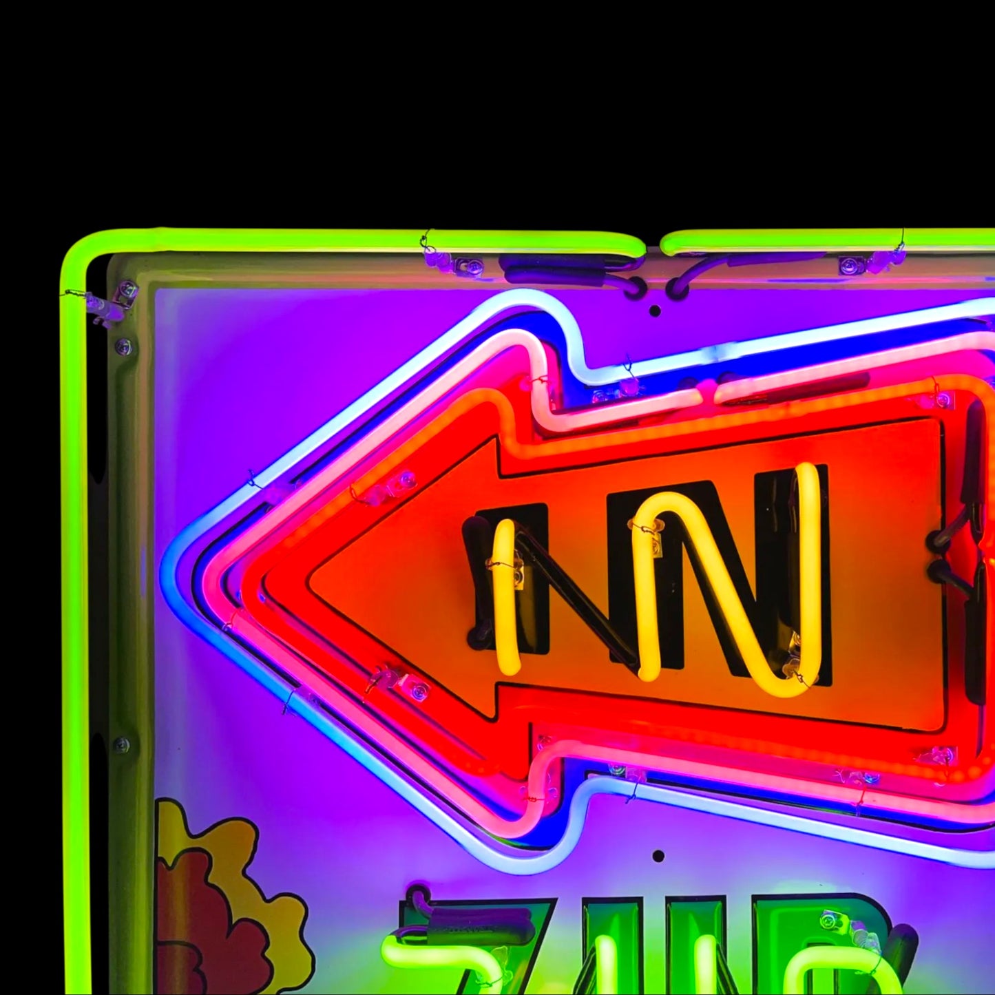 Pair of 7UP Uncola Neon "In & Out" Advertising Signs with Porcelain Enamel & Die Cut Can