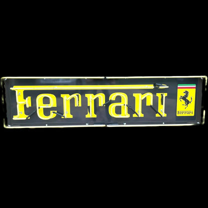 Reproduction Ferrari Dealer Glass Neon Porcelain with Steel Can