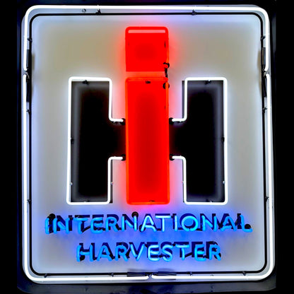 International Harvester IH Glass Neon Porcelain Reproduction with Steel Can