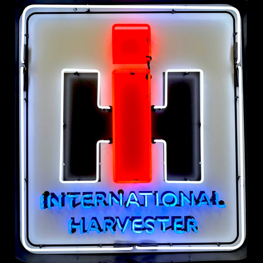 International Harvester IH Glass Neon Porcelain Reproduction with Steel Can