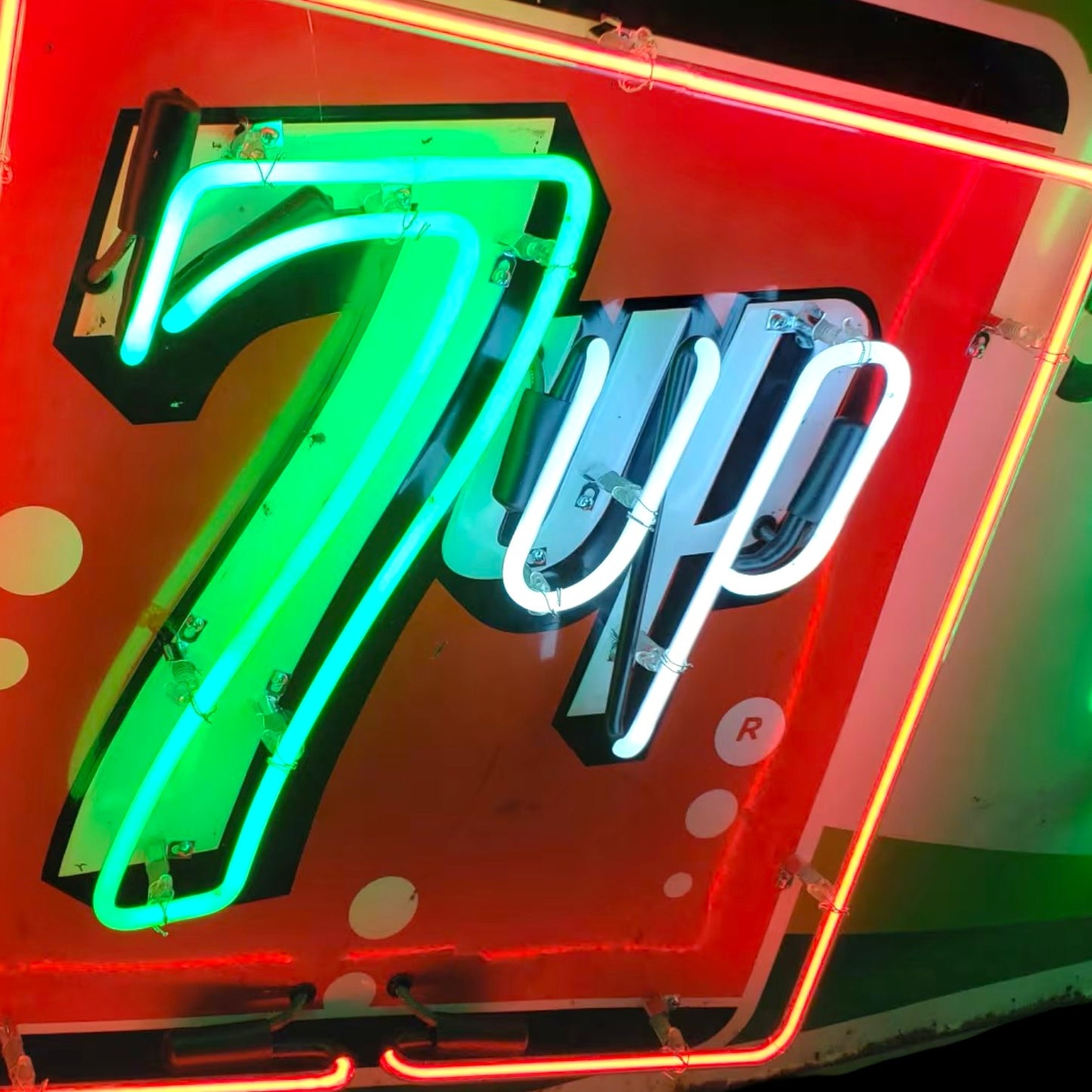 7UP Your Thirst Away Vintage Neon Porcelain Panel Sign Old Soda Display