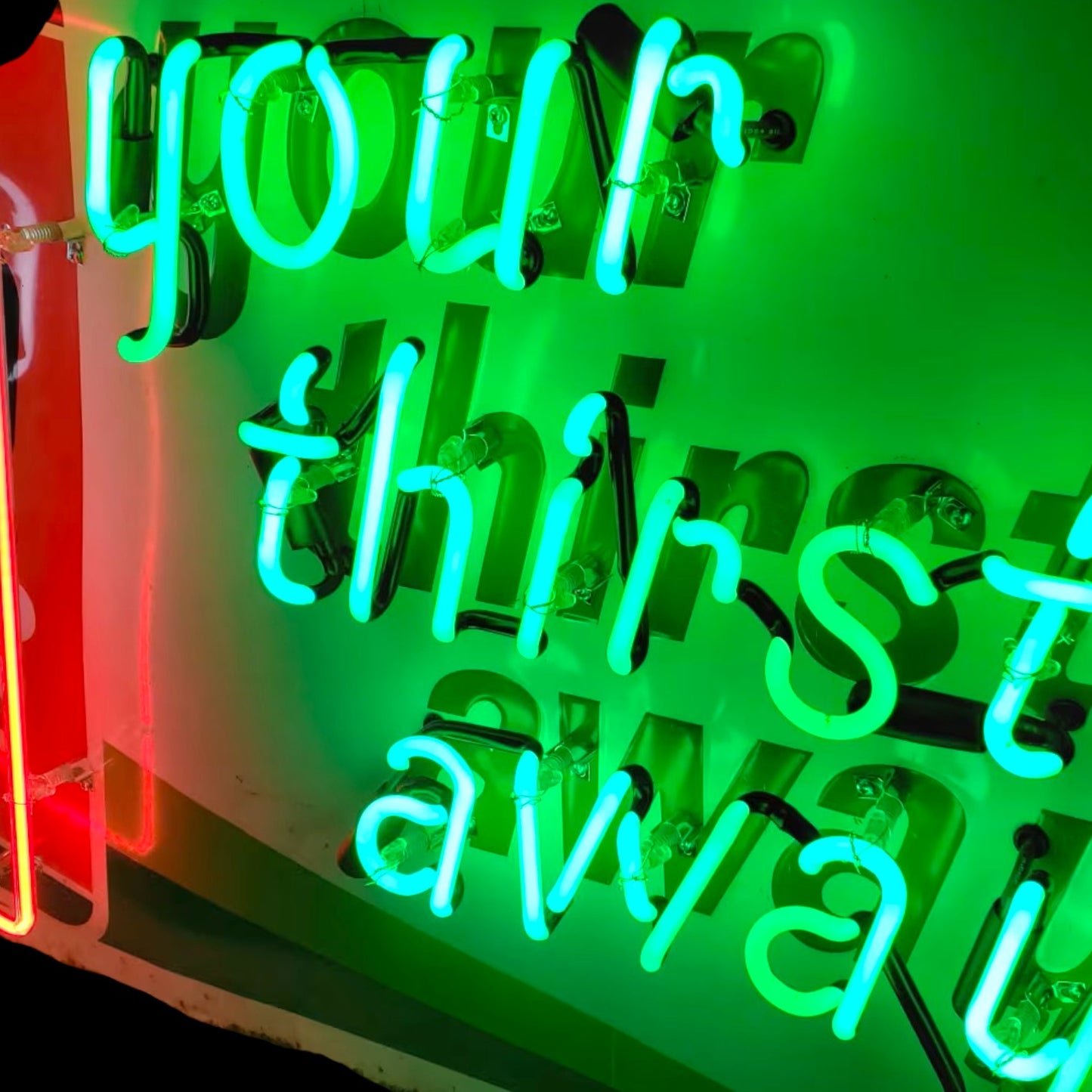 7UP Your Thirst Away Vintage Neon Porcelain Panel Sign Old Soda Display