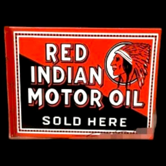 Red Indian Motor Oil Porcelain Enamel Vintage Metal Reproduction